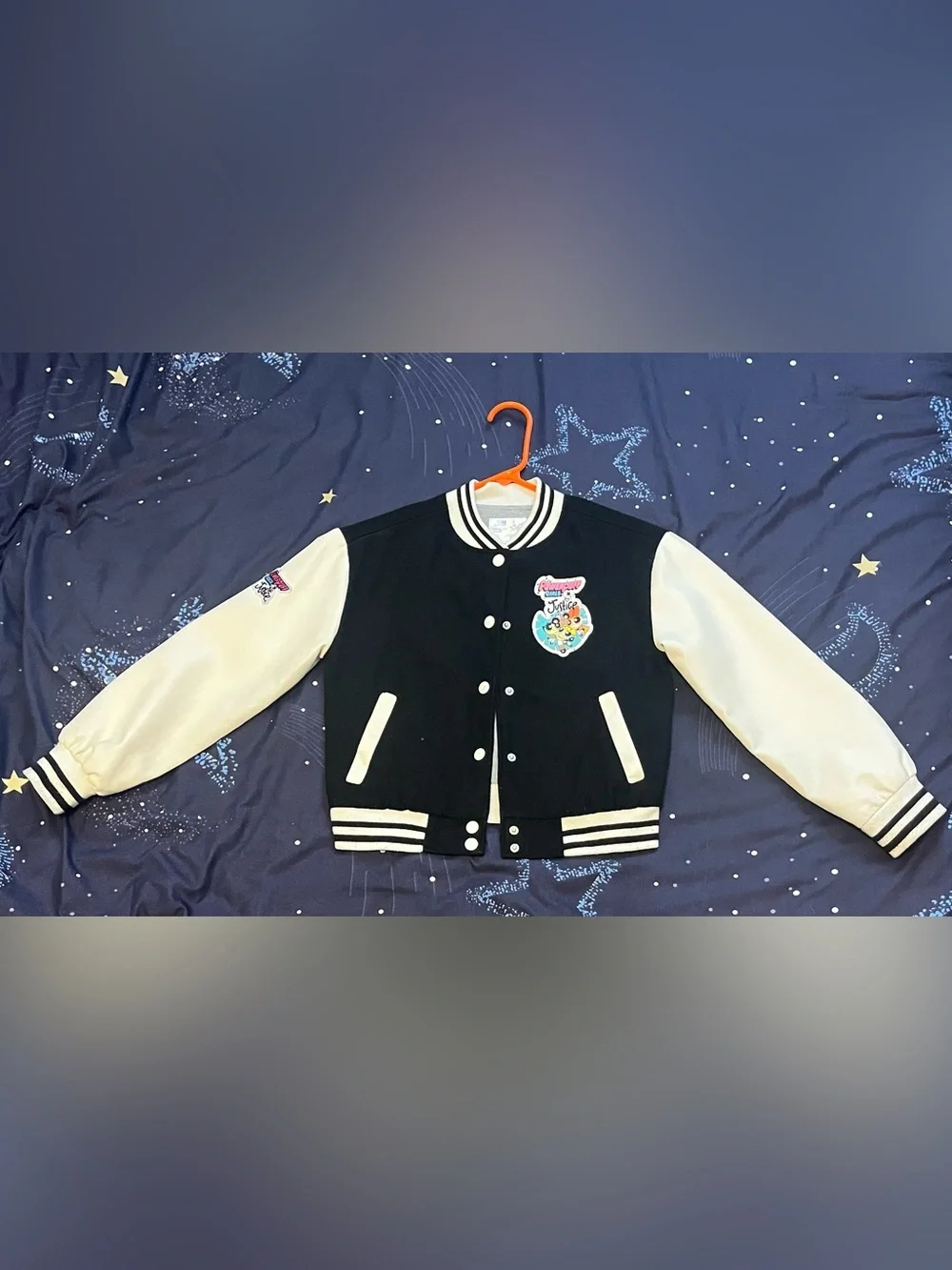 Girls Sz Small Power Puff Girls X JUSTICE Bomber Varsity Jacket